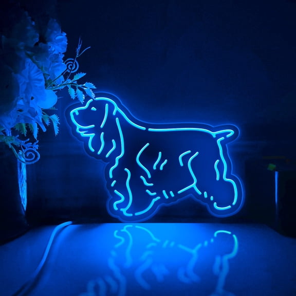 Spaniel Breed Led Light Box, Dimmable Neon-Like Light Signs USB Power for Wall Decor Bedroom Decoration, RGB Light (WxH) 11"x8"