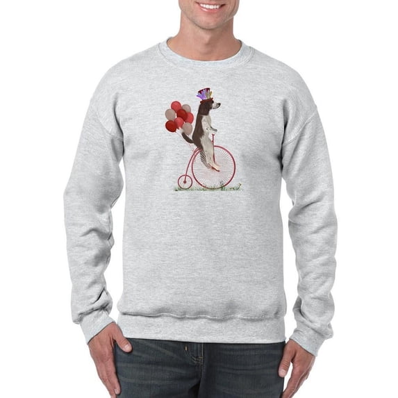 Spaniel On Penny Farthing Sweatshirt Men -Fab Funky Designs, Male 5X-Large
