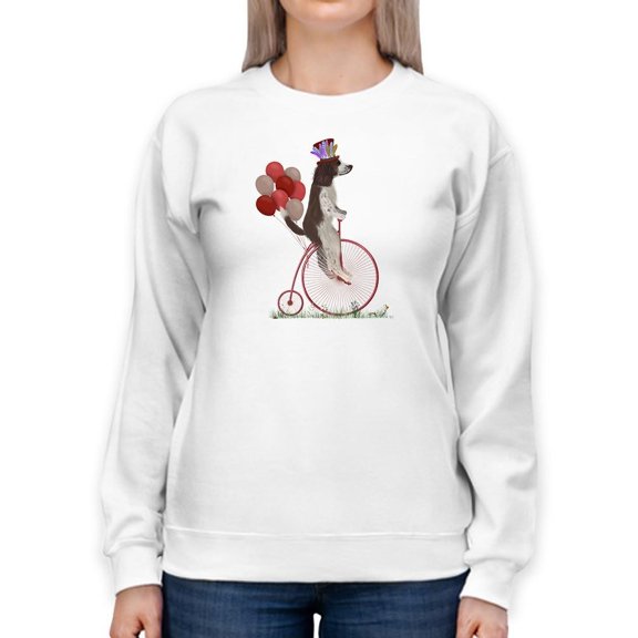 Spaniel On Penny Farthing Sweatshirt Women -Fab Funky Designs, Female Large