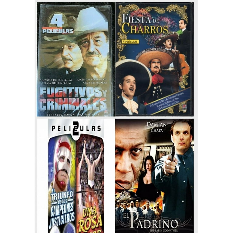 Spanish 4 Pack DVD Bundle: Locos por el Oro, Rodeos de Media Noche - Mario  Almada 4 Peliculas, 4 Peliculas Pacto De Mafiosos, El Padrino - The Latin