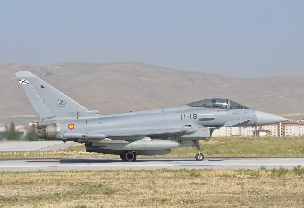Spanish Air Force EF-2000 Typhoon at Konya Air Base Turkey Canvas Art - Giovanni CollaStocktrek Images (34 x 23)