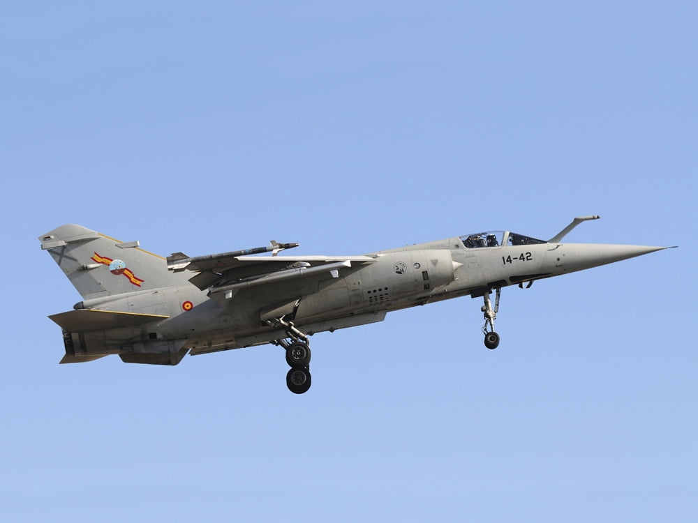 Spanish Air Force Mirge F-1M taking off Canvas Art - Daniele FaccioliStocktrek Images (17 x 13)