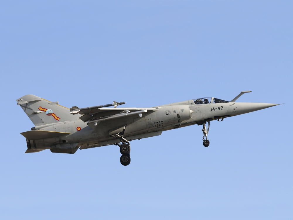 Spanish Air Force Mirge F-1M taking off Canvas Art - Daniele FaccioliStocktrek Images (33 x 25)