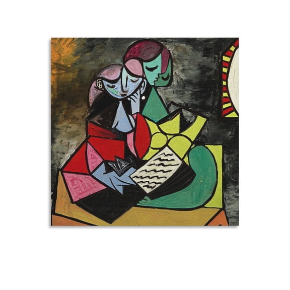 Spanish Artists Pablo Picasso The Lesson Abstract Poster Room Aesthetic Poster Print Art Wall Painting Canvas Posters Gifts Modern Bedroom Decor 28x28inch(70x70cm)