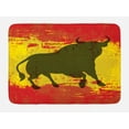 thumbnail image 1 of Spanish Bath Mat, Bull Silhouette on Spanish Flag Grunge National Elements Paint Stains, Plush Bathroom Decor Mat with Non Slip Backing, 29.5" X 17.5", Vermilion Yellow Umber, by Ambesonne, 1 of 2