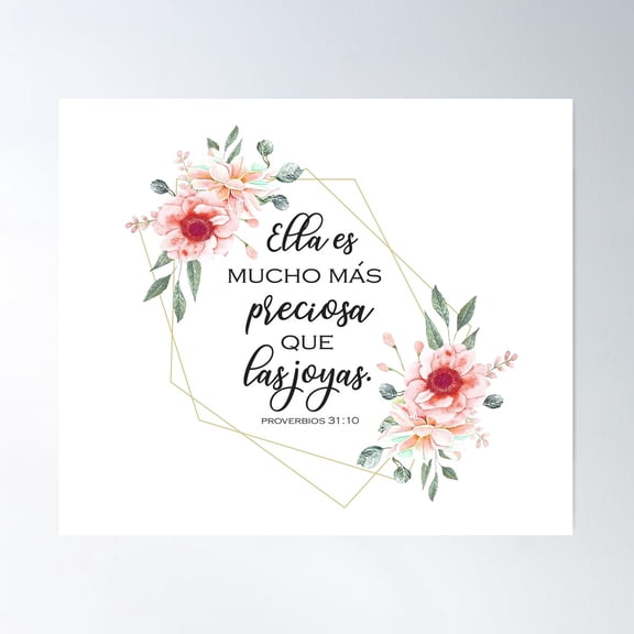 Spanish Bible Verse Proverbios 31:10 Poster Wall Art, Modern Wall Decor For Living Room Bedroom, 30x30 UNFRAMED