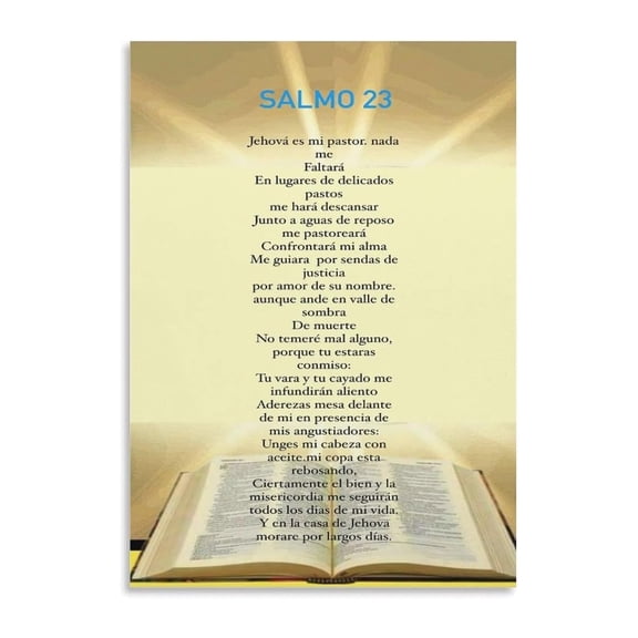 Spanish Bible Verse Wall Art, Psalm 23 El Señor es mi Pastor Canvas Print, Modern Christian Decor for Home Office and Living Room