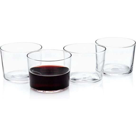 Spanish Bodega Chatos-Style Stemless Wine Glass – Traditional Copita Size, 4-Piece Set (Gift Box Collection)