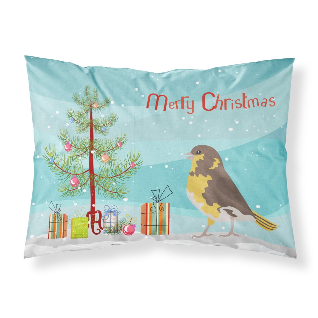Spanish Canary Merry Christmas Fabric Standard Pillowcase