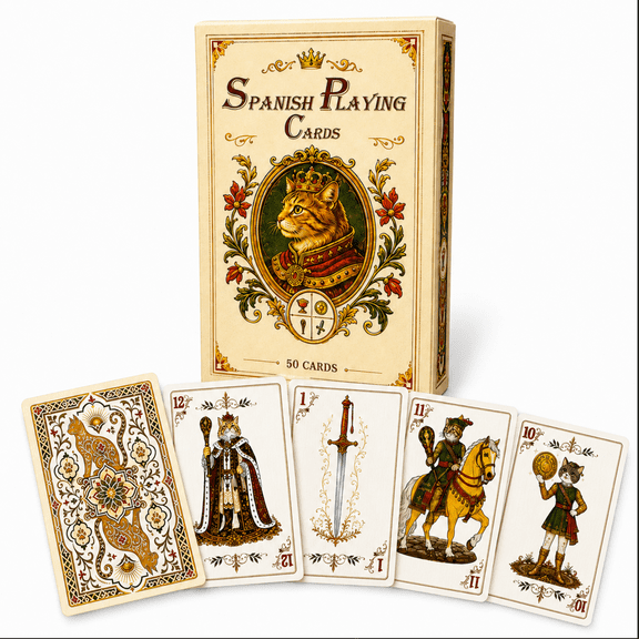 Spanish Cards Deck, The Spanish Playing Cards with Hand-Drawn Cat | Briscas Cards Puerto Rico, Barajas Espaolas, Cartas Espaolas, Mexican Playing Cards