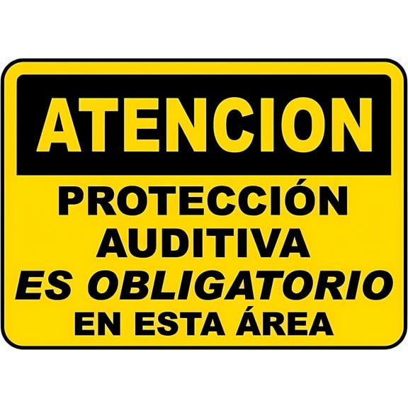 Spanish Caution Hearing Protection in This Area - 8"x12" Metal Tin Sign for Home, Work, Workshop, Factory