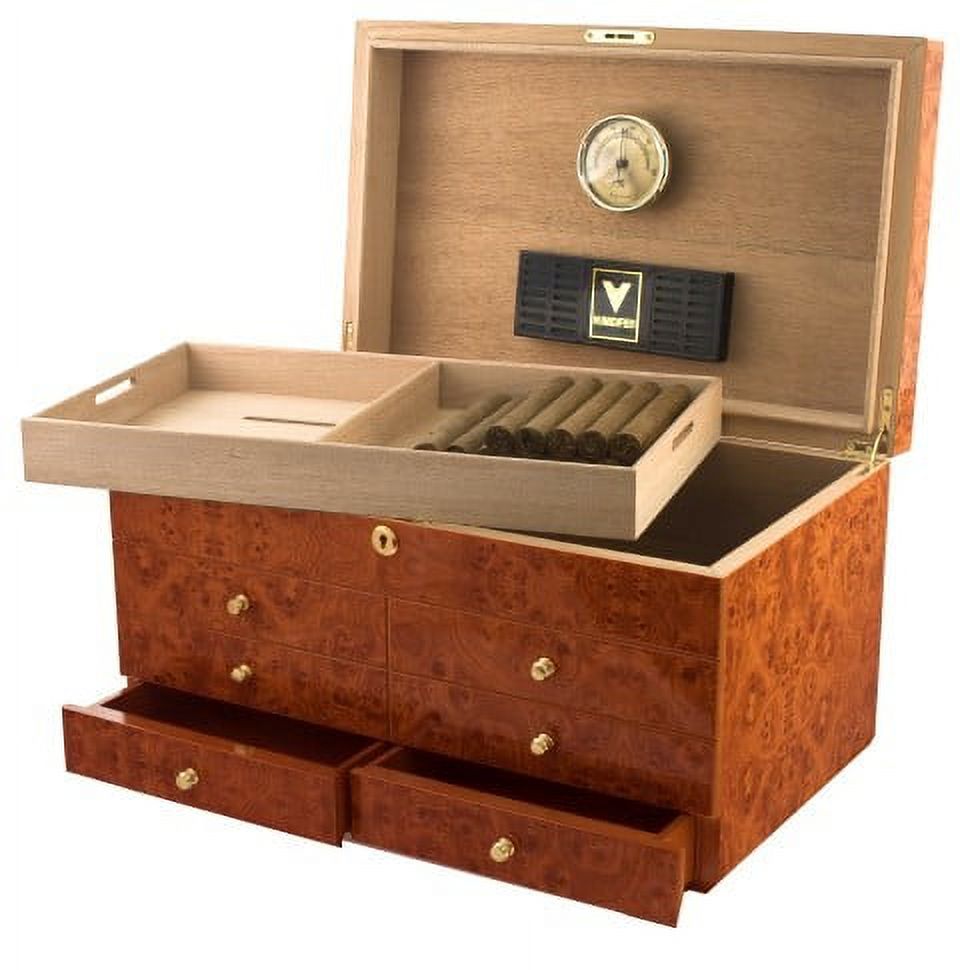 Spanish Cedar Cigar Humidor with Accessory Drawers