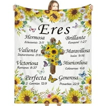 Spanish Christian Blanket Soft Religious Gifts Faith Bible Religious Gifts Spanish Inspirational Spiritual Scriptures Gifts Cozy Religious Throw Blanket for Women (Sunflower)
