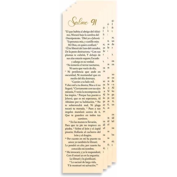 Spanish Christian Verses Bookmark | Bible Verse (Psalm 91) Packs | Marcador en Español con el Salmo 91 (Pack of 4)