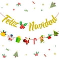 thumbnail image 1 of Spanish Christmas Decorations - Feliz Navidad Banner Gold Glitter Letters, Christmas Garland 8 Patterns for Home Office Fireplace Mantel Restaurant Decorations Supplies, 1 of 8
