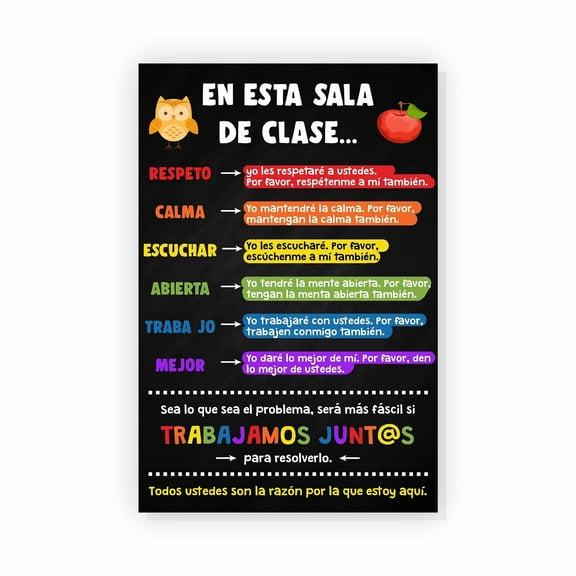 Spanish Classroom Decor High School Teacher Poster Expectations Rules Respect Teen Class Decor Behavior Classroom Management Spanish Class Décor