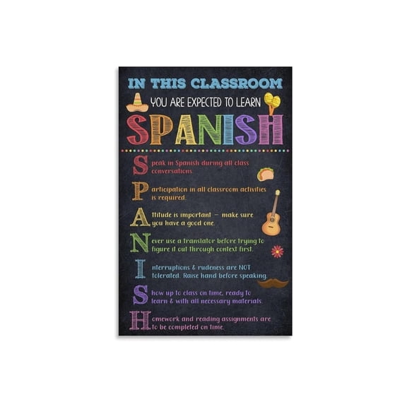 Spanish Classroom Rules Poster In This Classroom You Are Expected to Learn Spanish Spanish Class Decor High School Middle School Teacher Supplies
