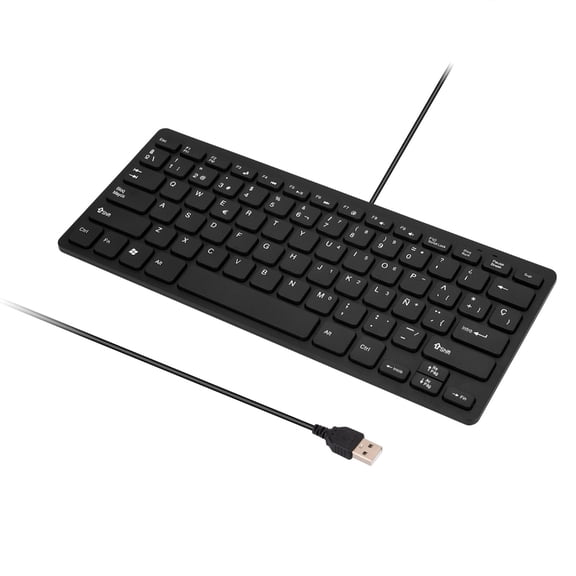 Spanish Computer Keyboards USB Cord Black Keyboards with White Letter