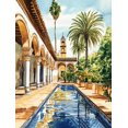 thumbnail image 1 of Spanish Courtyard Reflection Canvas Print/Wall Art， Suitable for Living Room， Bedroom， Bathroom， Office， and Hotel Decoration., 1 of 8