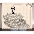 thumbnail image 1 of Ambesonne Spanish Curtains 2 Panel Set, Back View Flamenco Lady, 108" x 90", Black Eggshell, 1 of 3
