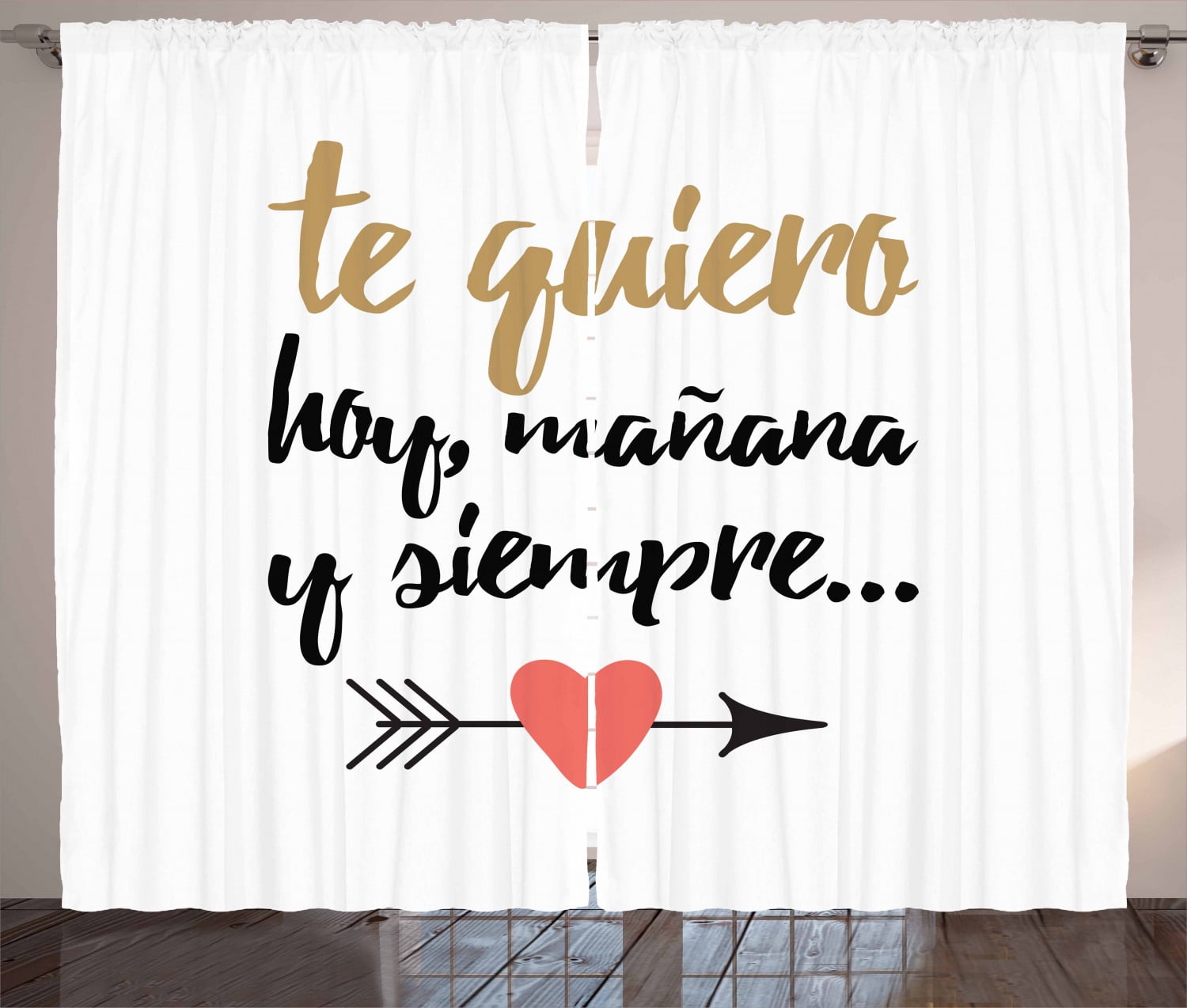Spanish Curtains 2 Panels Set, Te Quiero Hoy Manana Y Siempre Love