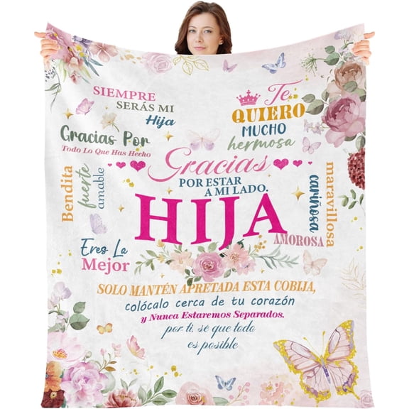 Spanish Daughter Blanket Gifts - Regalos para Hija Daughter’s Gifts from Dad Mom Regalo De Mamá para Hija Regalo De Cumpleaños Navidad Hija Daughter in Spanish Blanket for Couch 60x50in
