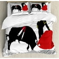 thumbnail image 1 of Spanish Duvet Cover Set Queen Size, Bullfighter in Action Arena Matador Historical Sports Latin Culture, Decorative 3 Piece Bedding Set with 2 Pillow Shams, Black Vermilion Yellow, by Ambesonne, 1 of 3