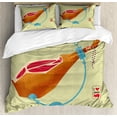 thumbnail image 1 of Spanish Duvet Cover Set Queen Size, Dry-Cured Spanish Ham Traditional European Restaurant Dinner Themed Graphic Print, Decorative 3 Piece Bedding Set with 2 Pillow Shams, Multicolor, by Ambesonne, 1 of 3