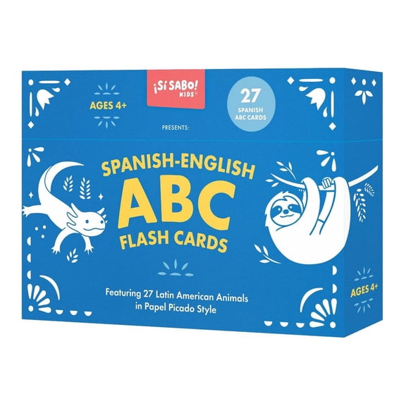 Spanish-English ABC Flash Cards: 27 Bilingual Alphabet Flash Cards Featuring Latin American Animals in a Papel Picado Design (Bilingual edition) (Hardcover)