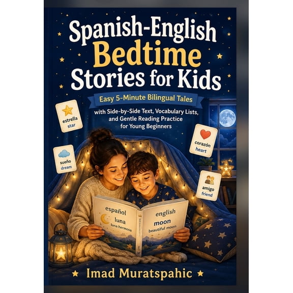 Spanish-English Bedtime Stories for Kids: Easy 5-Minute Bilingual Tales with Side-by-Side Text, Vocabulary Lists, and Ge, (Paperback)