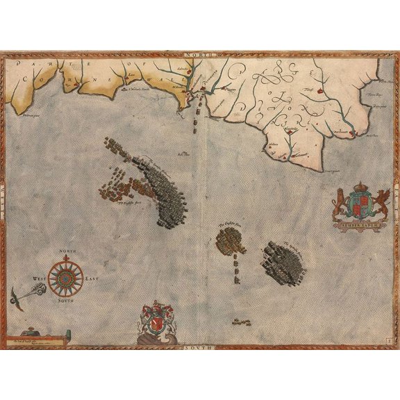 Spanish Expeditions to Invade England 1599 by Vintage Maps (24 x 18)