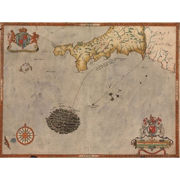 Spanish Expeditions to Invade England 1600 by Vintage Maps (24 x 18)