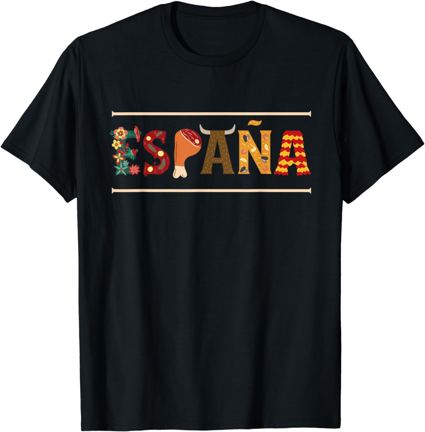 Spanish Fiesta Espana Bull Spanish Flower Spain Flag Spain T-Shirt