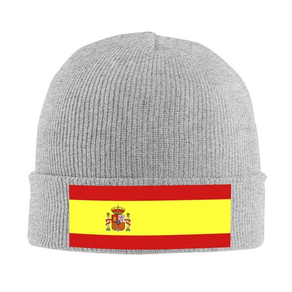 Spanish Flag Beanie Hat Men Women Warm Printed Cap Knit Beanies Hats Outdoor Winter Gray