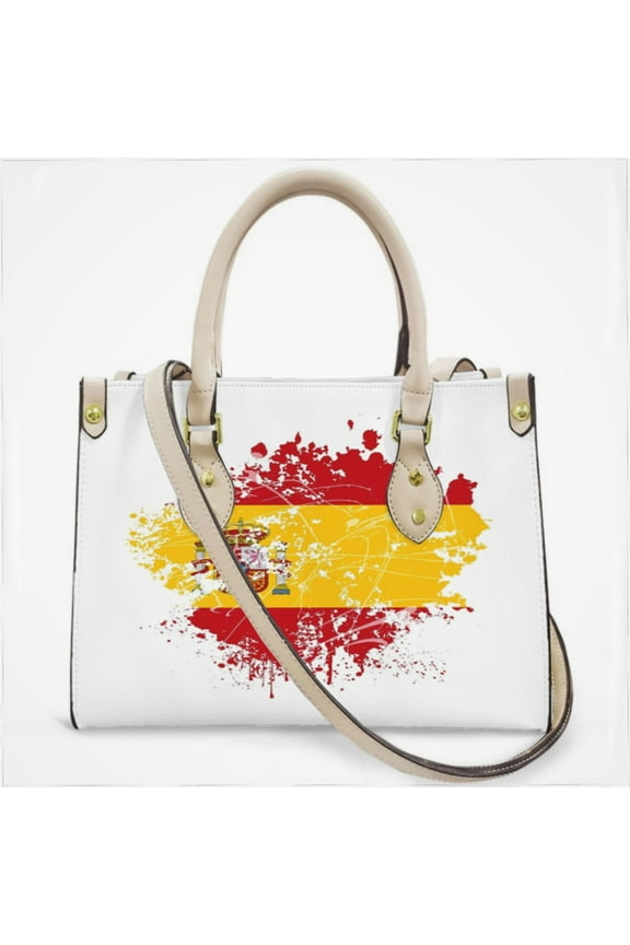 Spanish Flag Cross Body Bags For Women Small Leather Female Handbags Fashion Top-Handle Totes