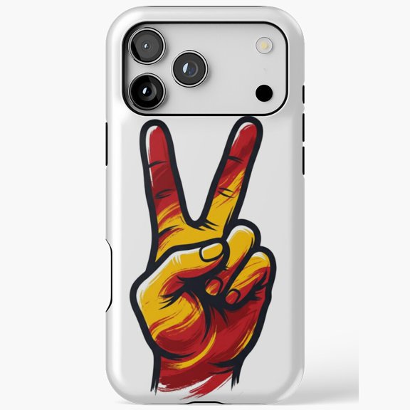 Spanish Flag Peace Sign Hand for iPhone Case 11 through 17 Pro Max