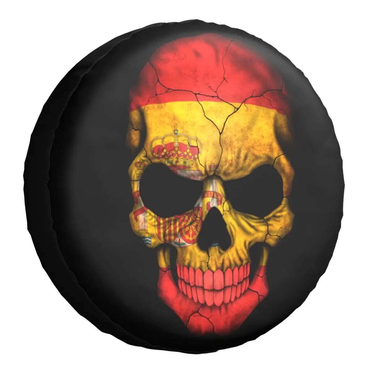 Spanish Flag Skull Tire Cover 4WD 4x4 SUV Spain Patriotism Spare Wheel Protector for Mitsubishi