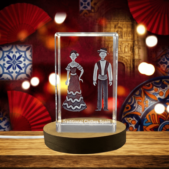 Spanish Flamenco Dress Dcor with LED Base - Recognition Exquisite Engraved Crystal Trophy Award