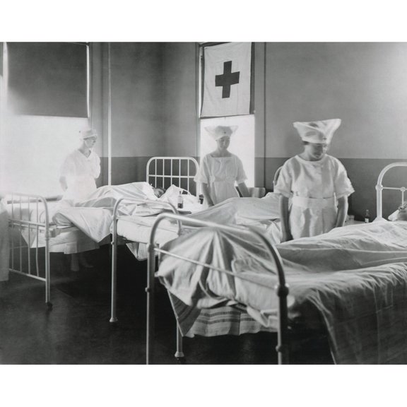 Spanish Flu Epidemic 1918-1919 In America. Volunteer Nurses At Red Cross Hospital During The Influenza Epidemic. Eureka