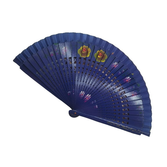 Spanish Folding Fan, Blue Spanish Folding Fan, Spanish Wooden Folding Fan, Elegant Handheld Fan for Wedding, Dance Prop & Decorative Wall Art, by Elapind
