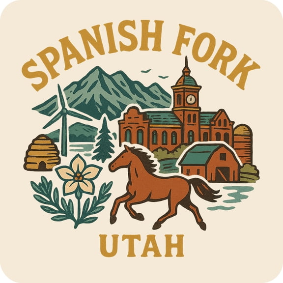 Spanish Fork Utah Keepsakes Souvenir Vinyl Sticker – Destination Travel Keepsake Collectible (3-Inches Wide)