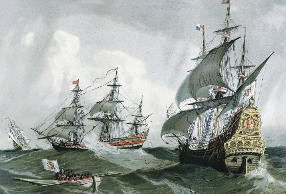 Spanish Galleons And Vessels (17Th C Canvas Art - (24 x 18)