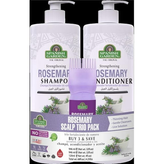 Spanish Garden 19901 The Original Rosemary (Shampoo + Conditioner + Hair Oil) Trio- Total 18pcs