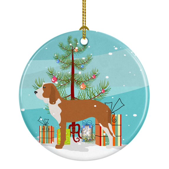 Spanish Hound Merry Christmas Tree Ceramic Ornament