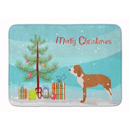 Spanish Hound Merry Christmas Tree Machine Washable Memory Foam Mat