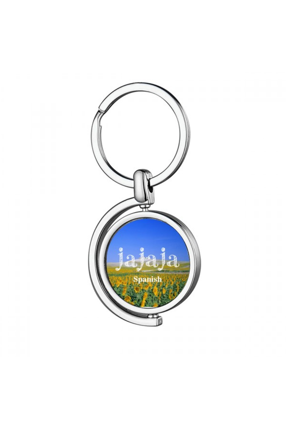 Spanish Idyllic Landscape Happy Mood Rotating Keychain Metal Keyring Holder