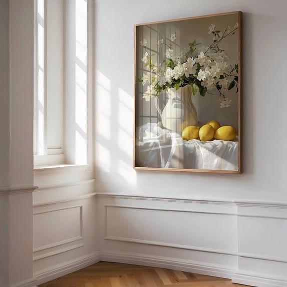 Spanish Kitchen Lemon Bright Farmhouse Decor Art Print, Stretched Canvas 8x10in