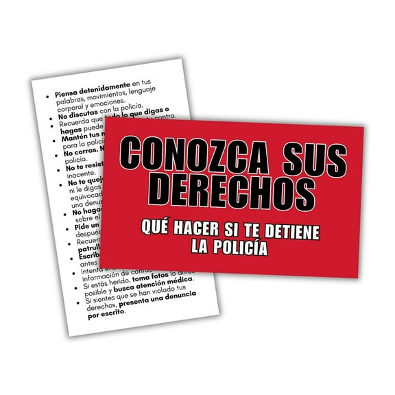 Spanish Know Your Rights When Stopped by the Police Cards 30pk 2x3.5 Wallet Size Legal Reference for Law Enforcement Freedoms Basic ICE How To Deal