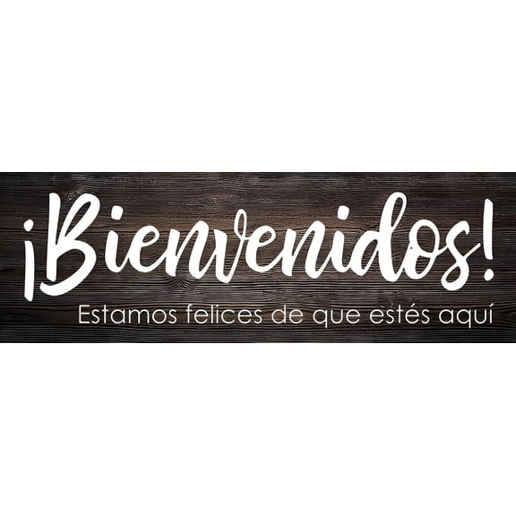 Spanish Language Welcome Metal Tin Sign for Entryways, 4 x 16 Inch
