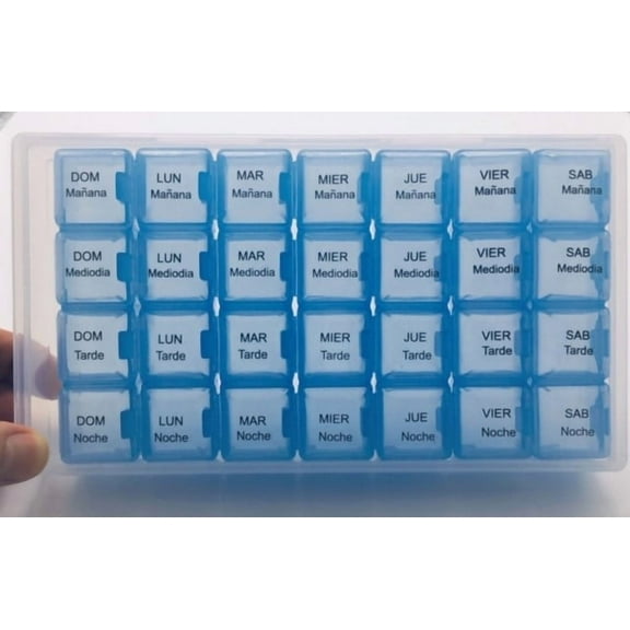 Spanish 7 Day Four Times a Day Weekly Pill Planner-Cuatro veces al da Durante una semana.